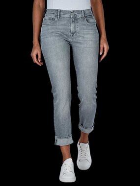 7 For All Mankind Josefina Skinny Boyfriend Jeans Grey Wash Button Fly Size 27